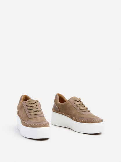 Harlem Mocha Faux Suede and Leather Platform Trainer