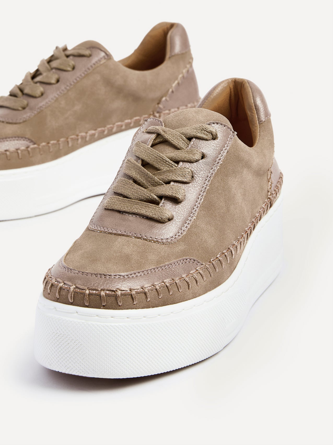 Harlem Mocha Faux Suede and Leather Platform Trainer