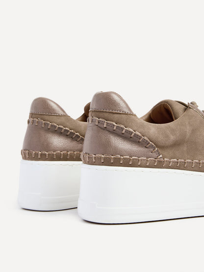 Harlem Mocha Faux Suede and Leather Platform Trainer