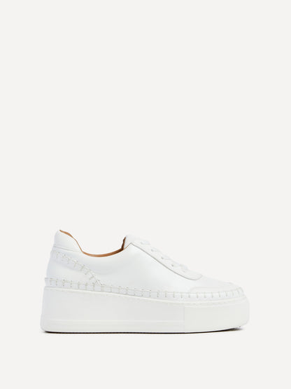 Harlem White Faux Leather Platform Trainer