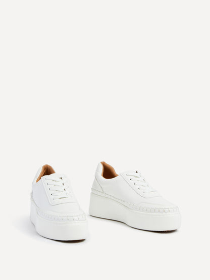 Harlem White Faux Leather Platform Trainer