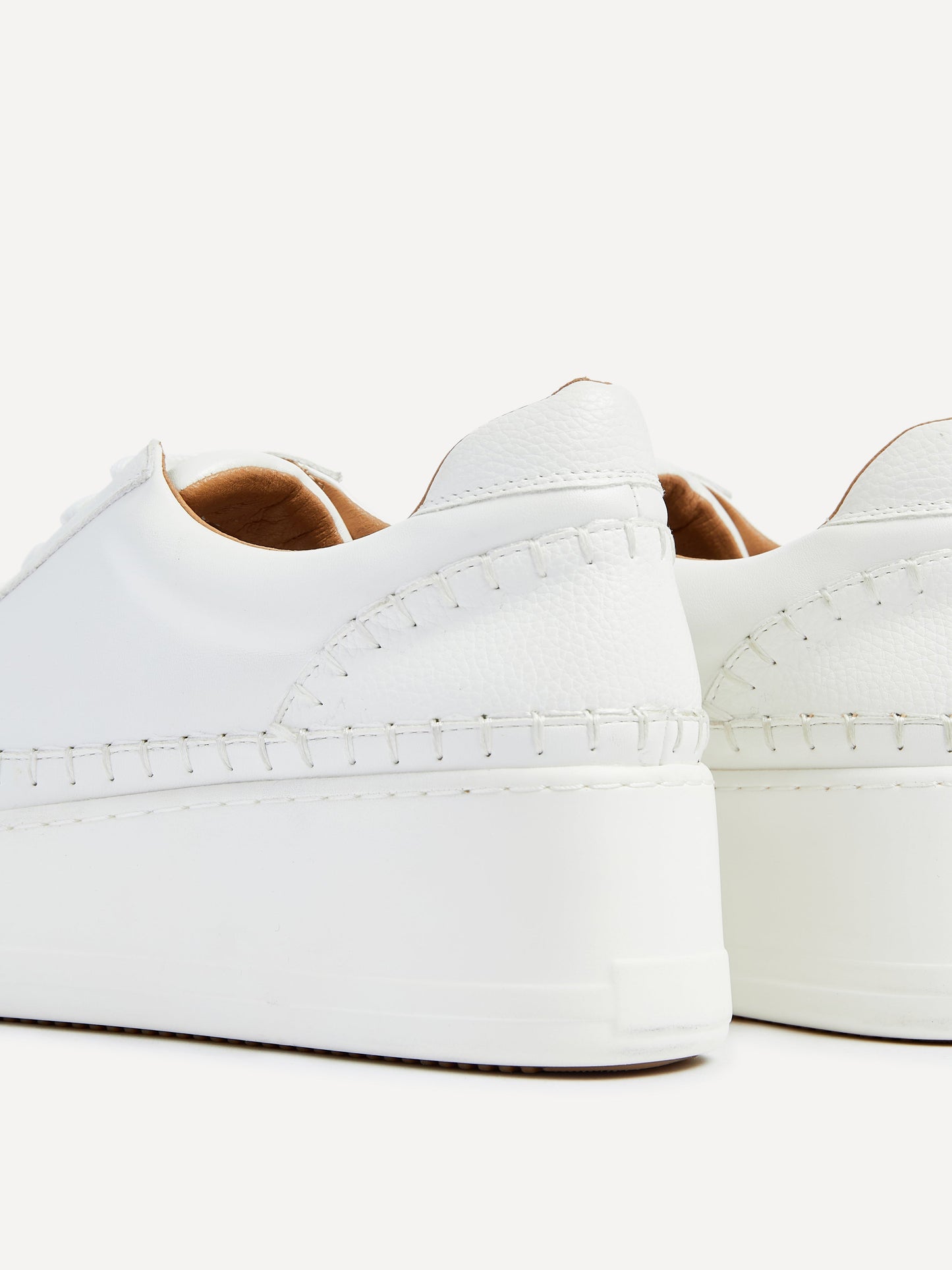 Harlem White Faux Leather Platform Trainer