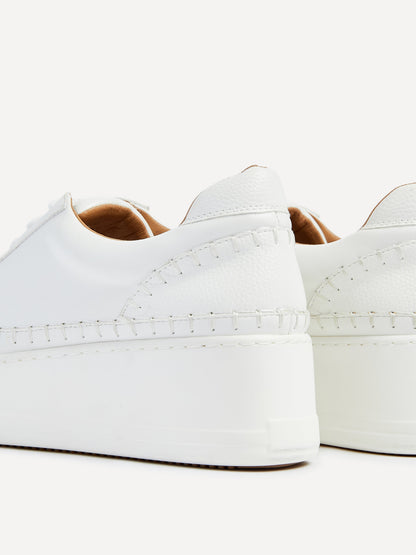 Harlem White Faux Leather Platform Trainer