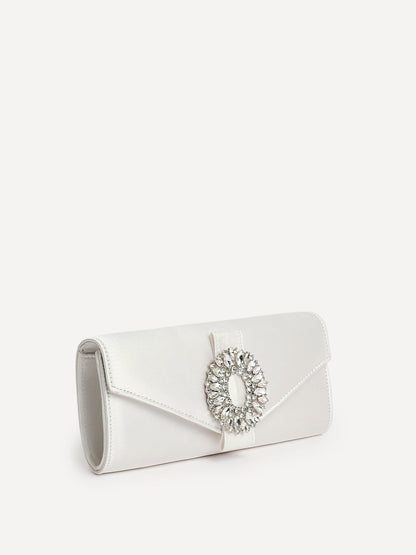 Heaven Bridal Ivory Satin Clutch Bag