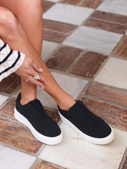 Henley Black Textured Platform Trainers