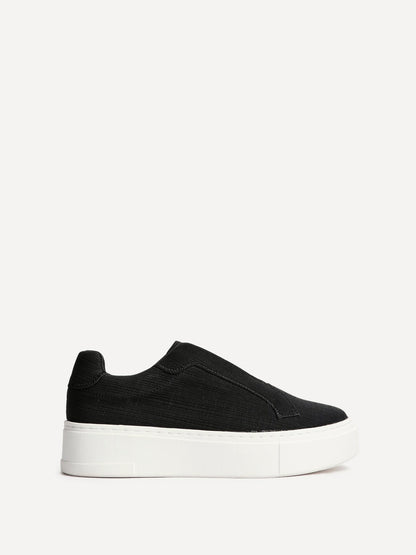 Henley Black Textured Platform Trainers