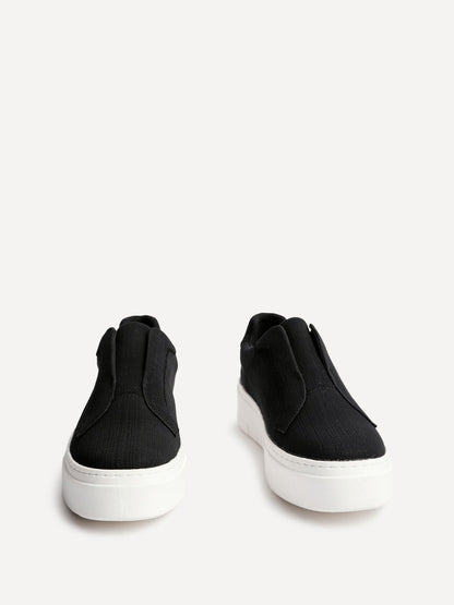 Henley Black Textured Platform Trainers