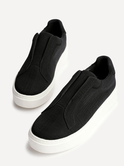 Henley Black Textured Platform Trainers