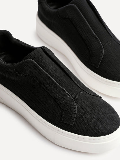 Henley Black Textured Platform Trainers
