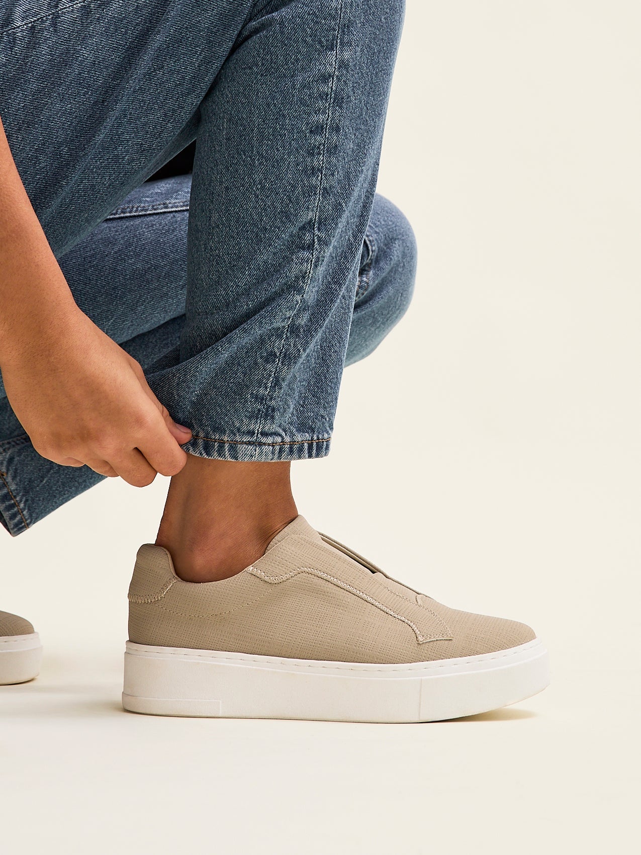 Henley Taupe Textured Platform Trainers