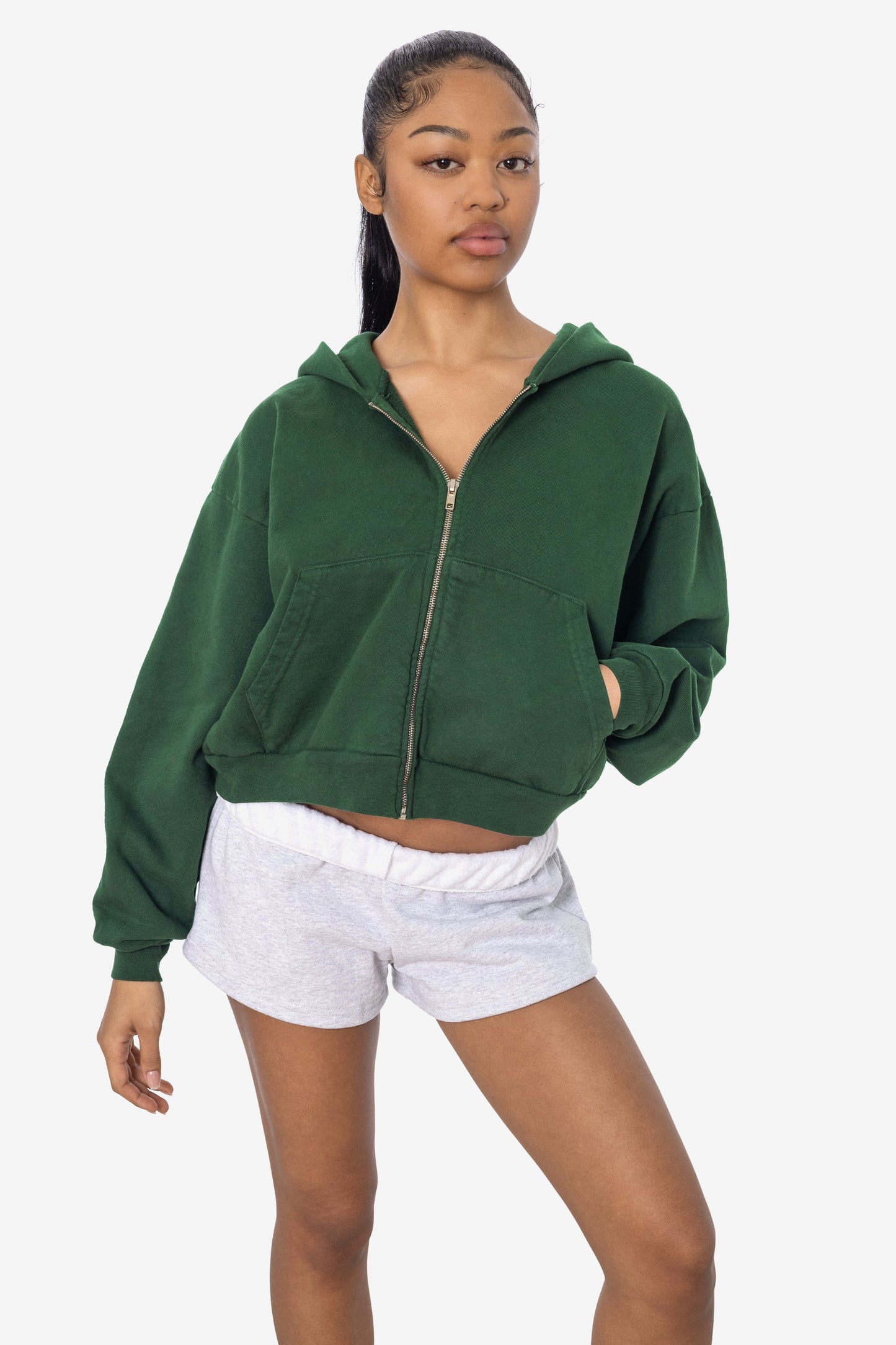 HF16 - Heavy Fleece Cropped Zip-Up Hoodie (Garment Dye)