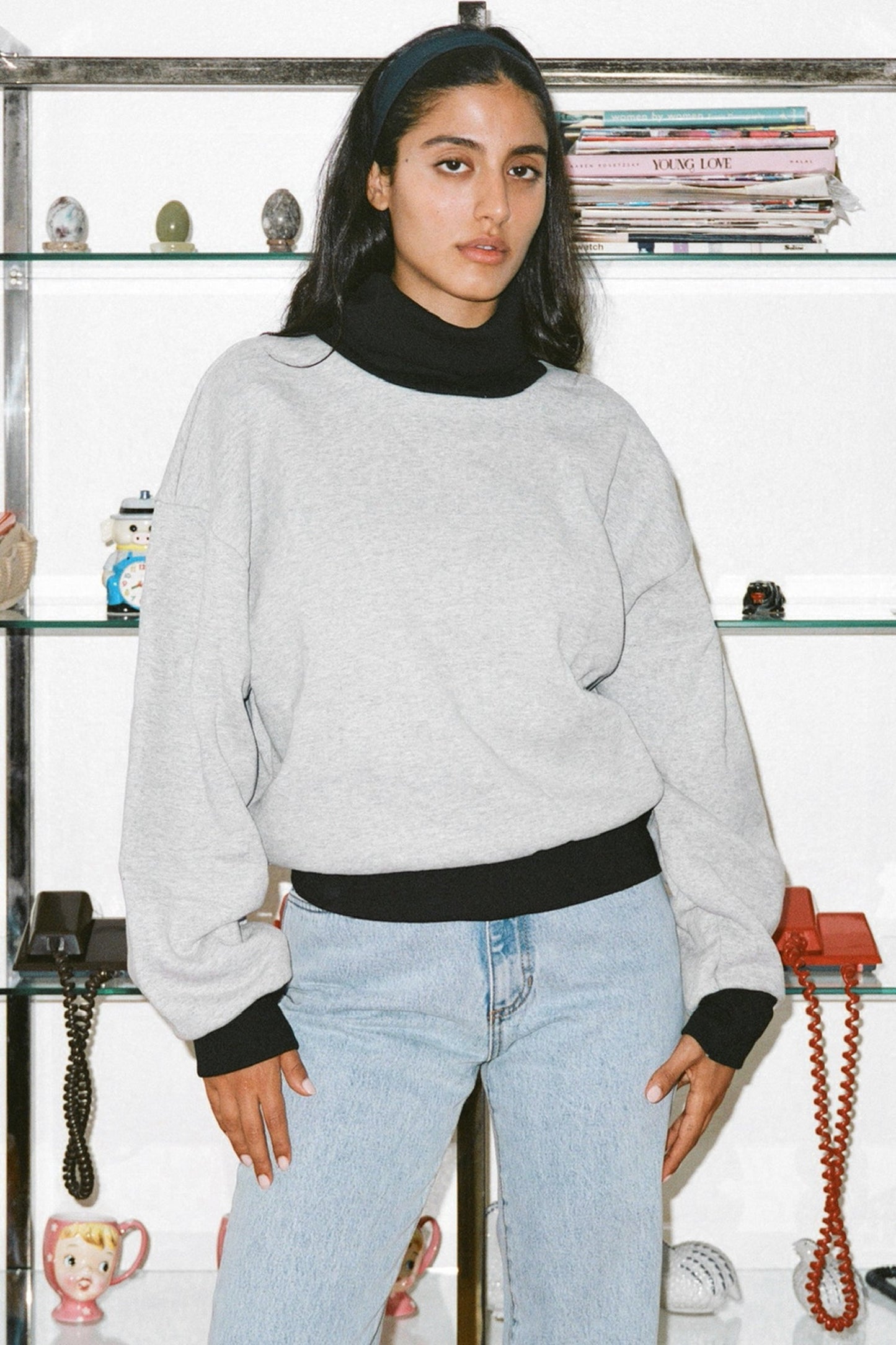 HF-313 - Heavy Fleece Oversized Turtleneck Sweater with Contrast Rib