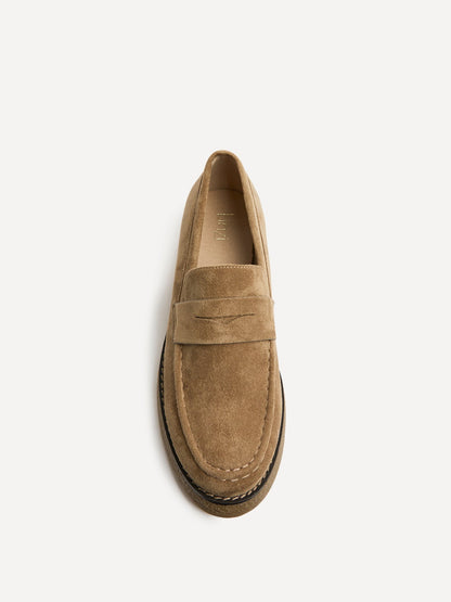Hilton Beige Faux Suede Penny Loafer