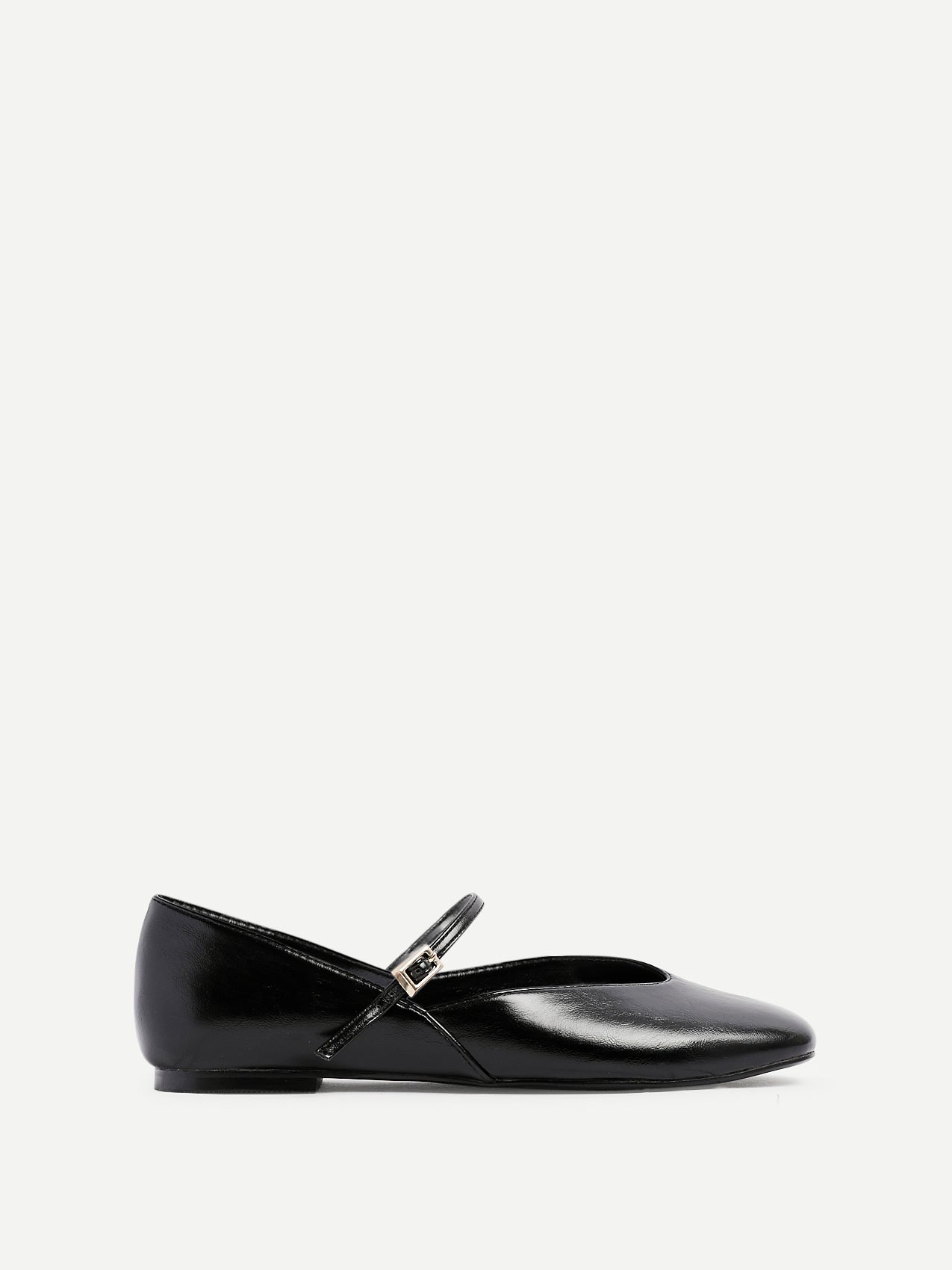 Hush Black Faux Leather Mary Jane Flats