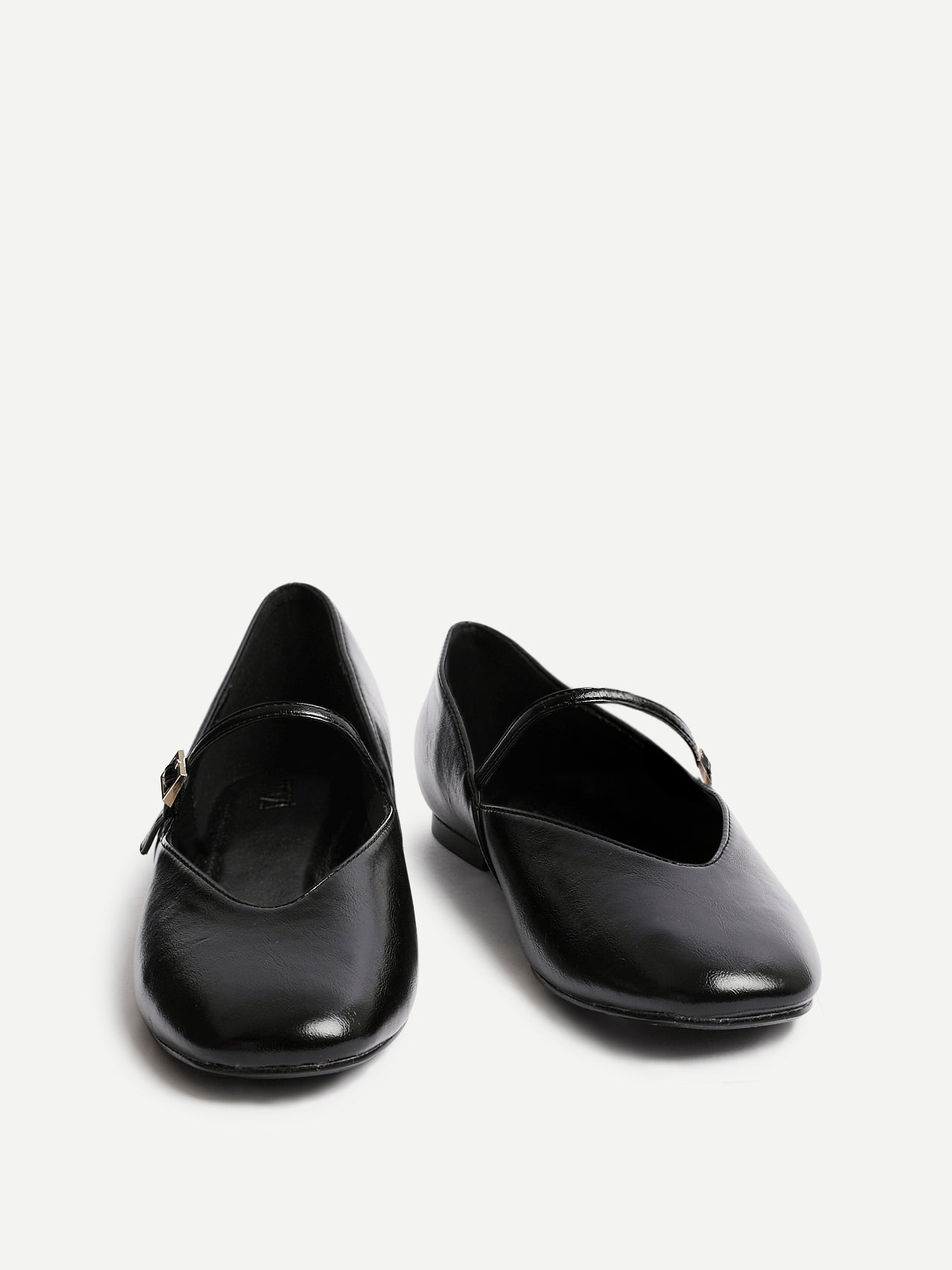 Hush Black Faux Leather Mary Jane Flats