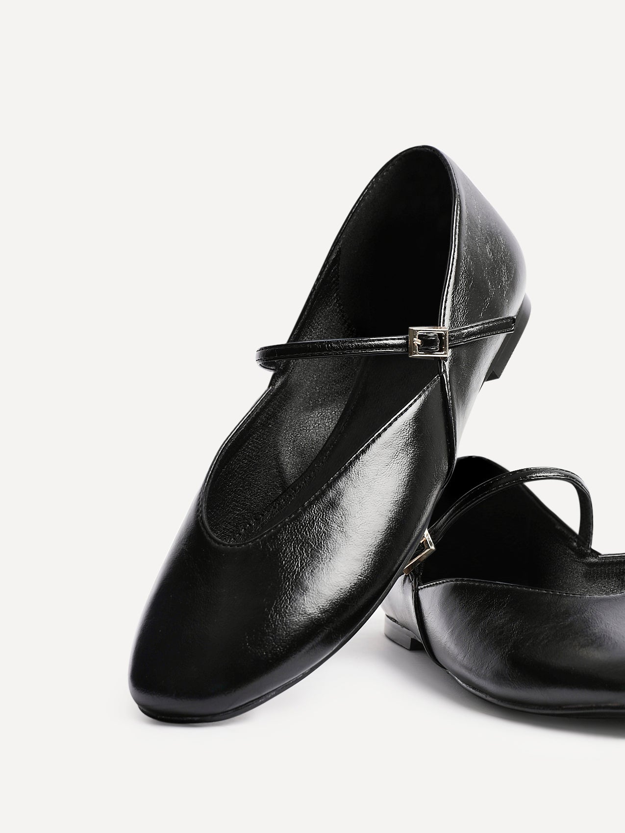 Hush Black Faux Leather Mary Jane Flats