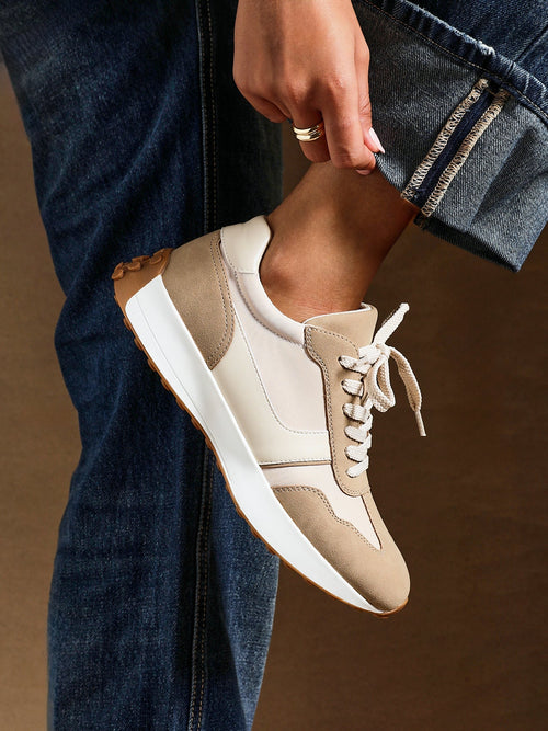 Hustle Beige Suede Trainers
