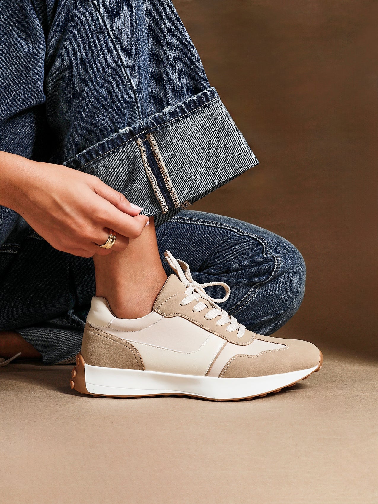 Hustle Beige Suede Trainers