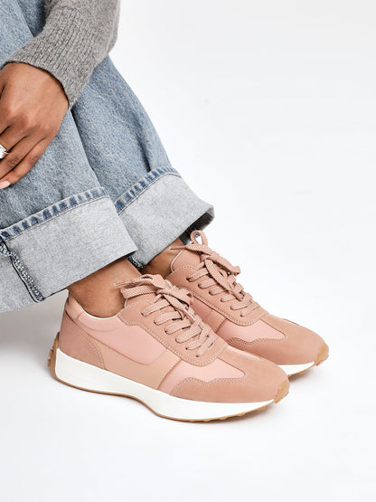 Hustle Dusky Pink Suede Trainers