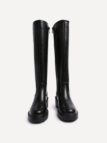 Hyland Black Long Wedged Boots