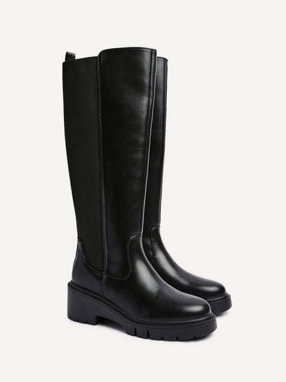 Hyland Black Long Wedged Boots