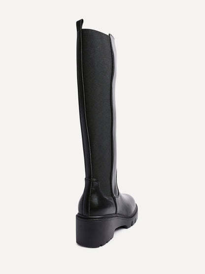 Hyland Black Long Wedged Boots