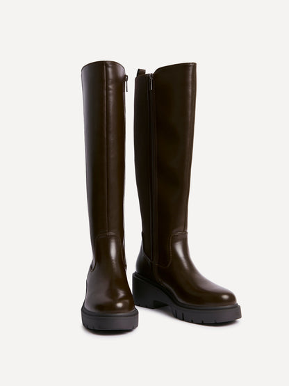 Hyland Brown Long Wedged Boots