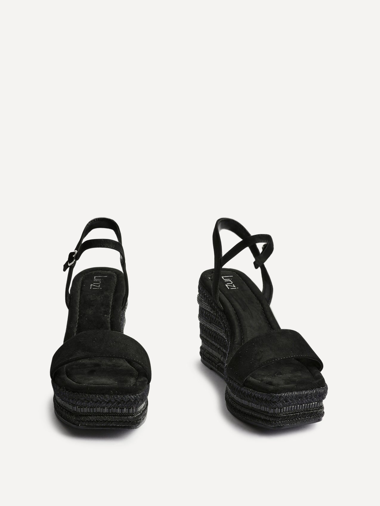 Icon Black Faux Suede Embellished Wedges