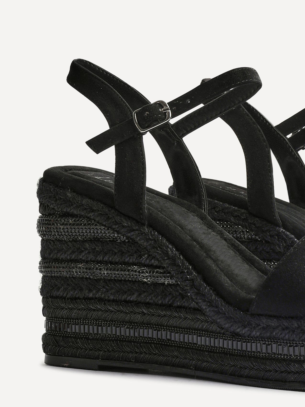 Icon Black Faux Suede Embellished Wedges