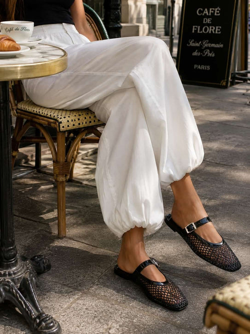 Anessa Black Mesh Mules