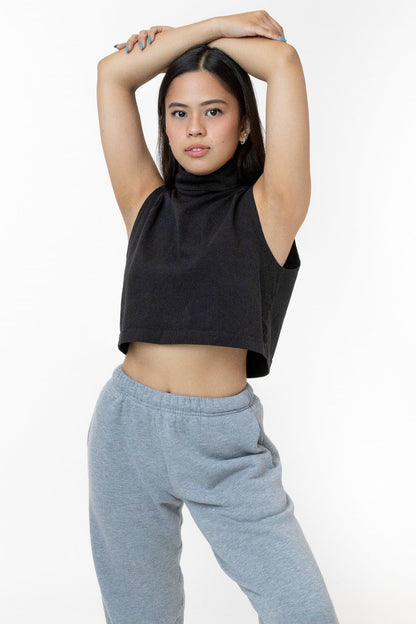 18323GD - Garment Dye Sleeveless Turtleneck Crop Top