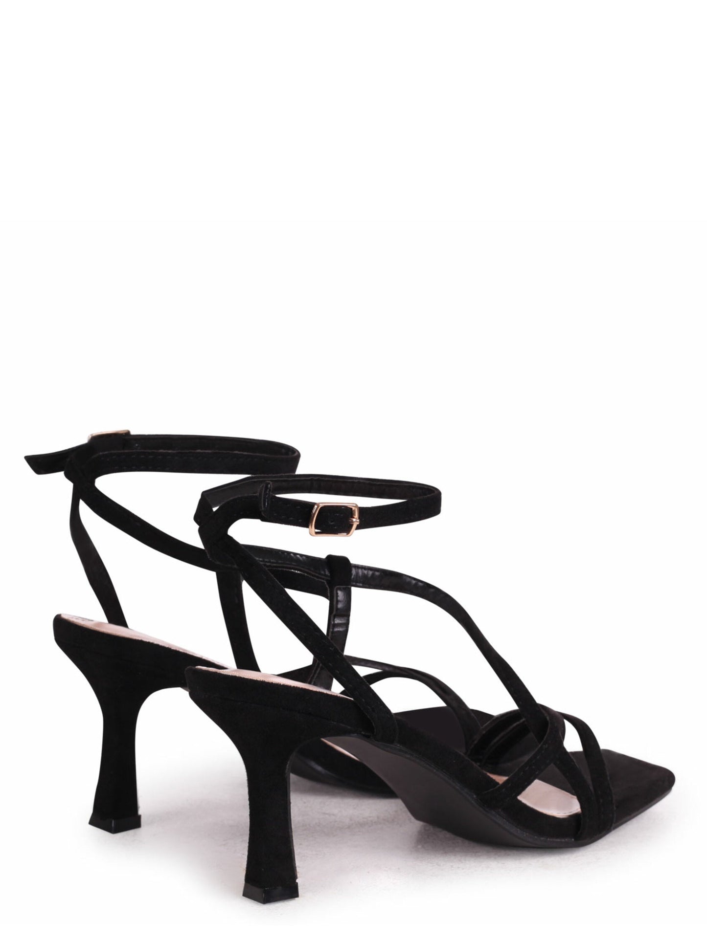 Ella Black Faux Suede Strappy Heels