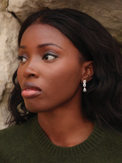 Stardust Gold Crystal Stone Drop Earrings