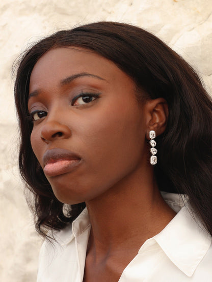 Entwined Silver Crystal Drop Earrings