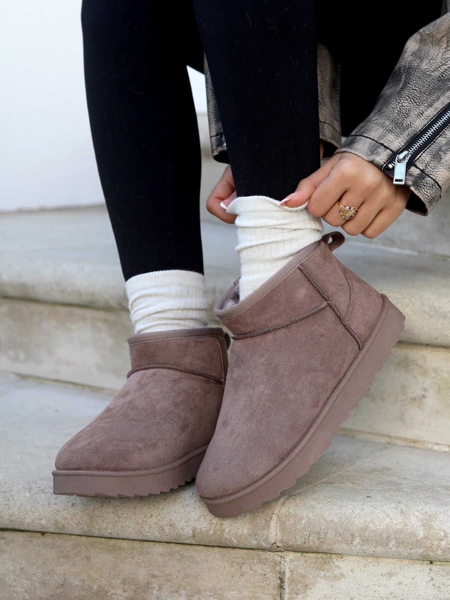 Ultra Mini Addy Mocha Fur Ankle Boots