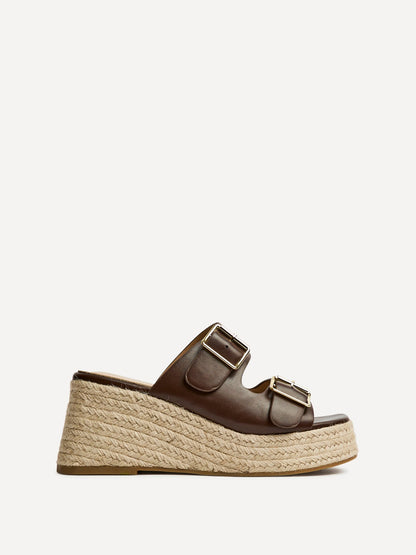 Impact Brown Espadrille Wedge Mules