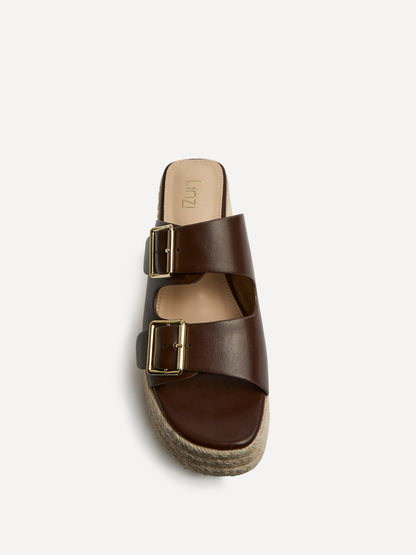 Impact Brown Espadrille Wedge Mules