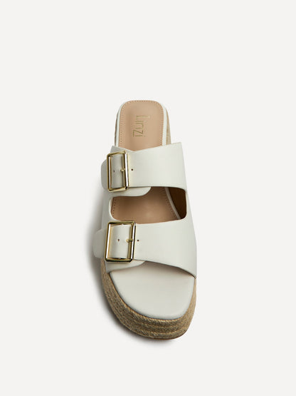 Impact White Espadrille Wedge Mules