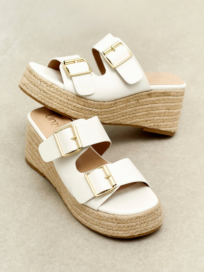 Impact White Espadrille Wedge Mules
