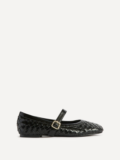 Index Black Handwoven Mary Jane Pumps