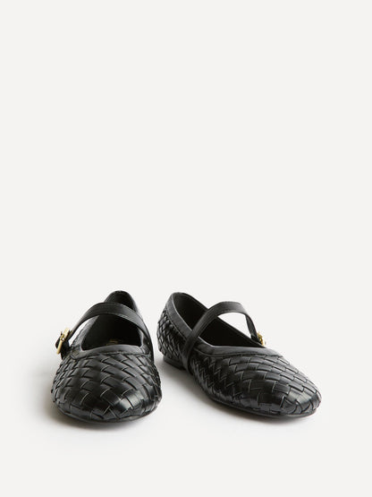 Index Black Handwoven Mary Jane Pumps
