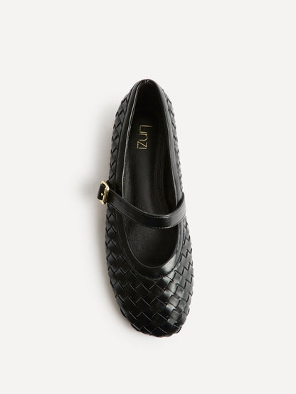 Index Black Handwoven Mary Jane Pumps
