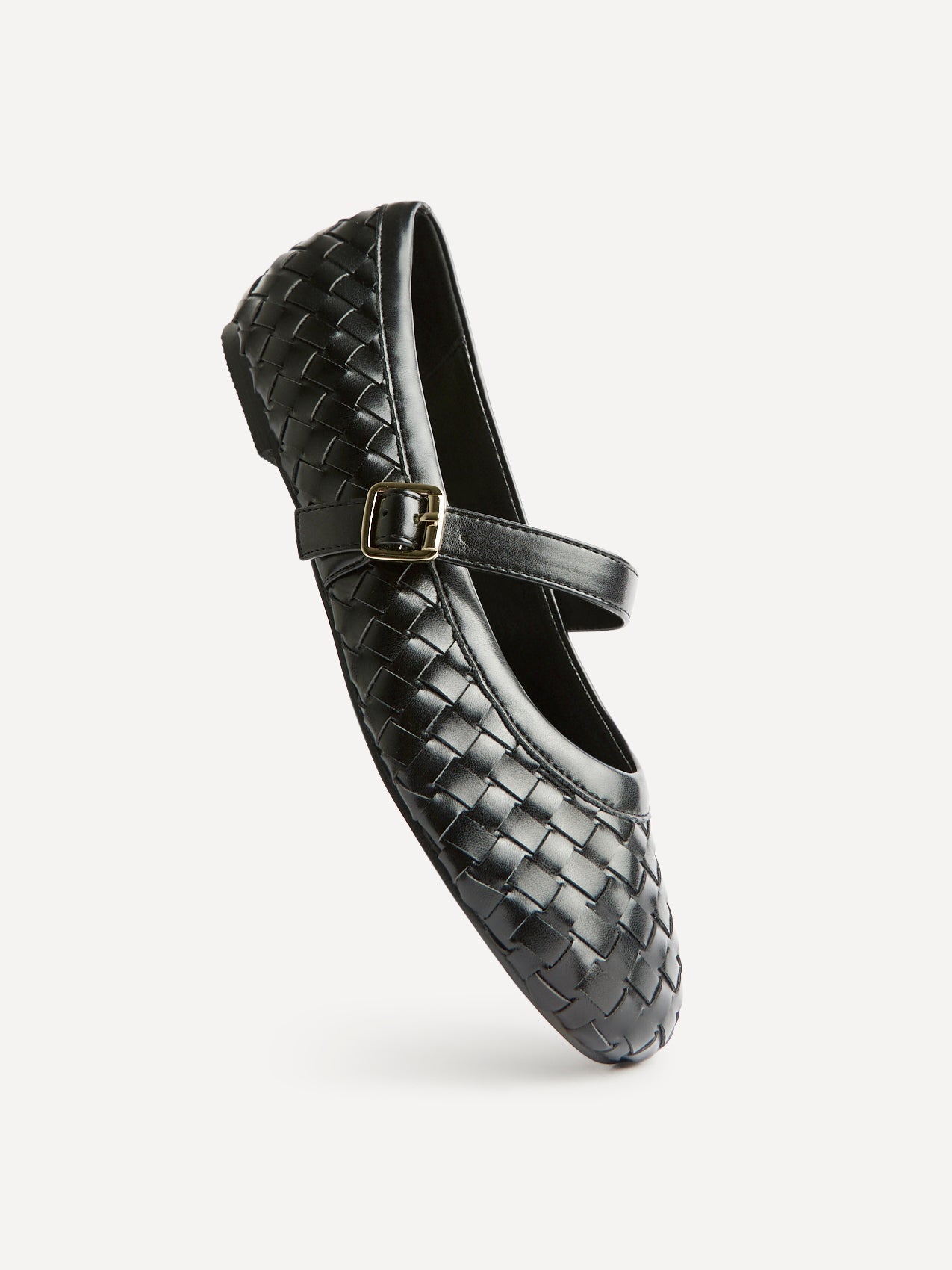 Index Black Handwoven Mary Jane Pumps