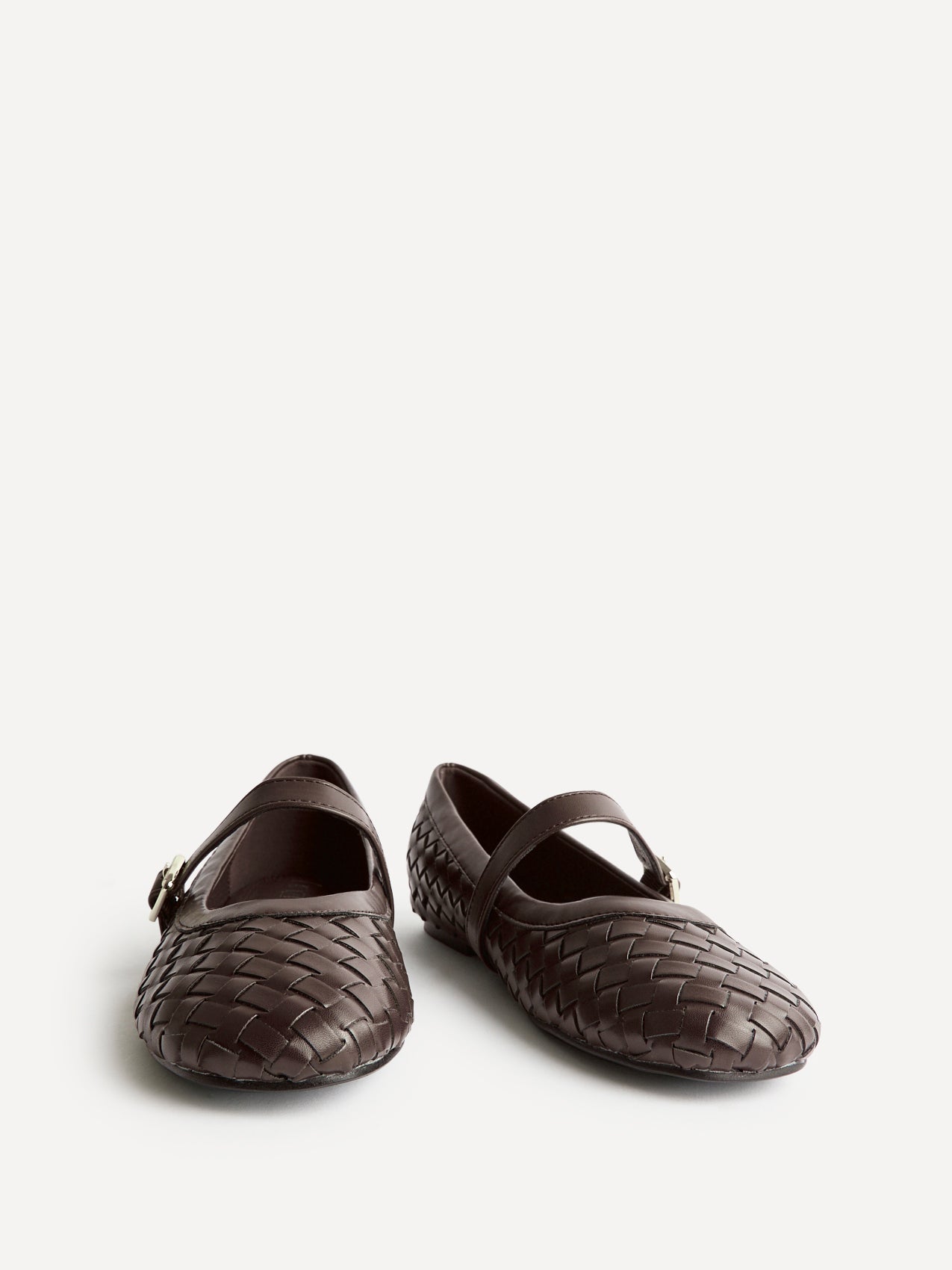Index Brown Handwoven Mary Jane Pumps
