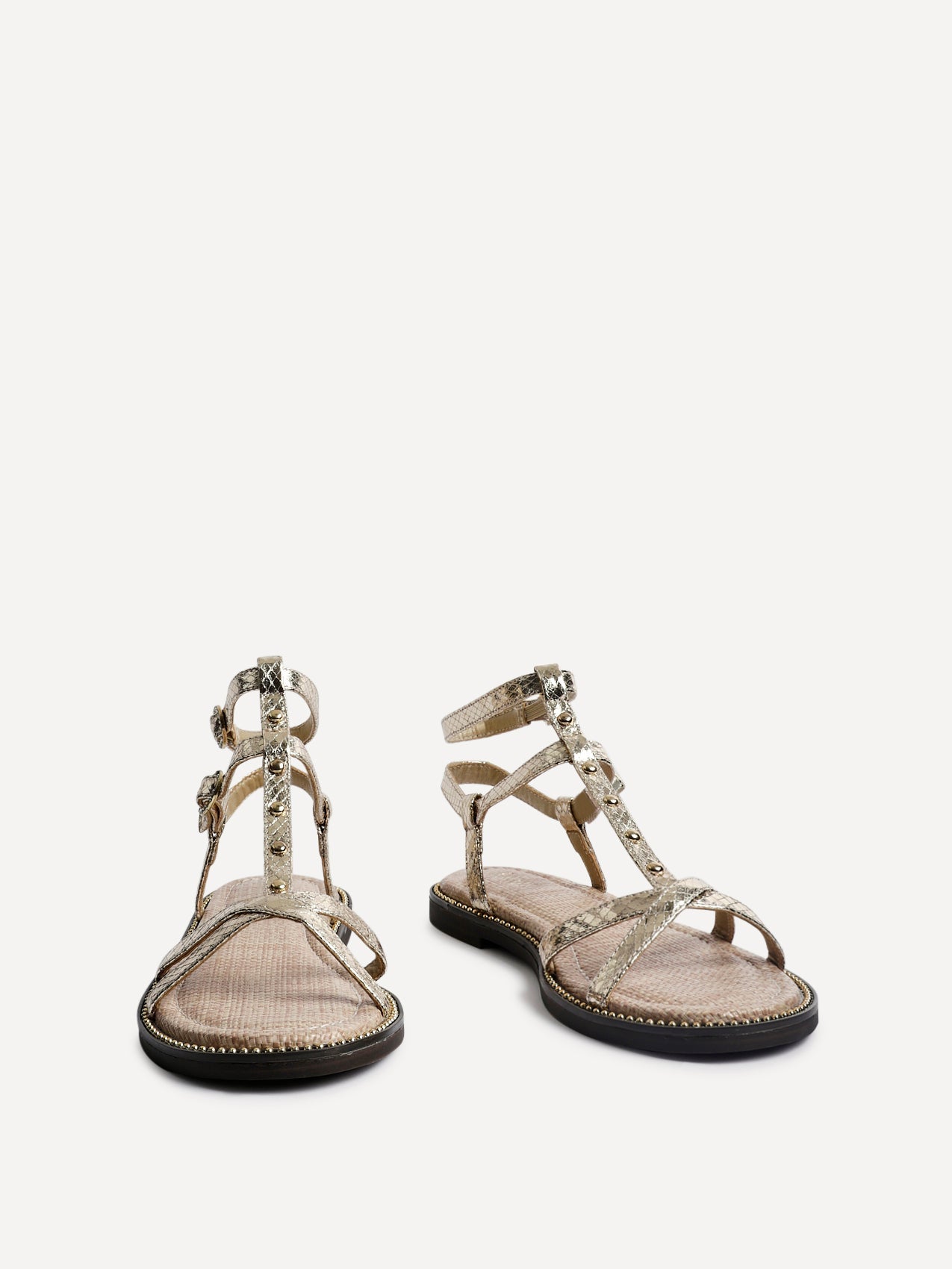 Indiana Gold Studded Gladiator Sandals
