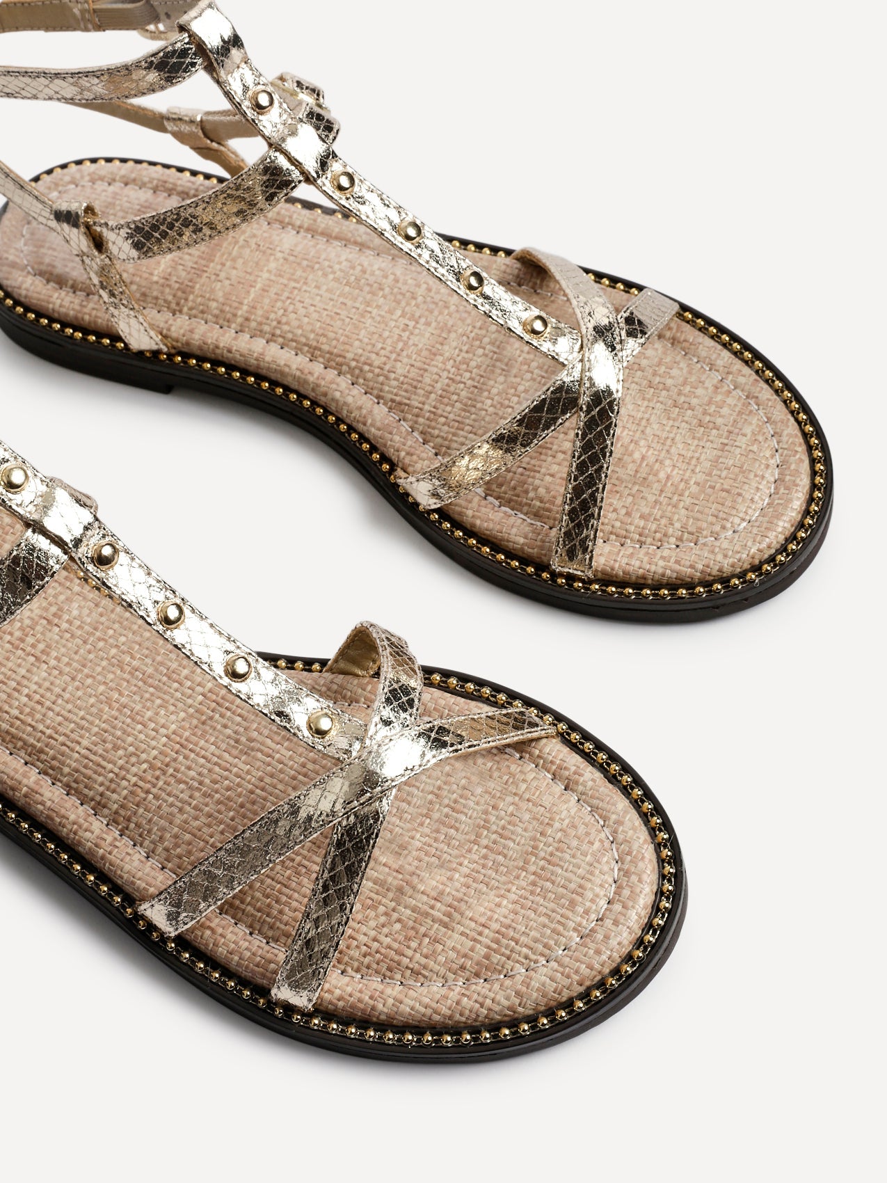 Indiana Gold Studded Gladiator Sandals