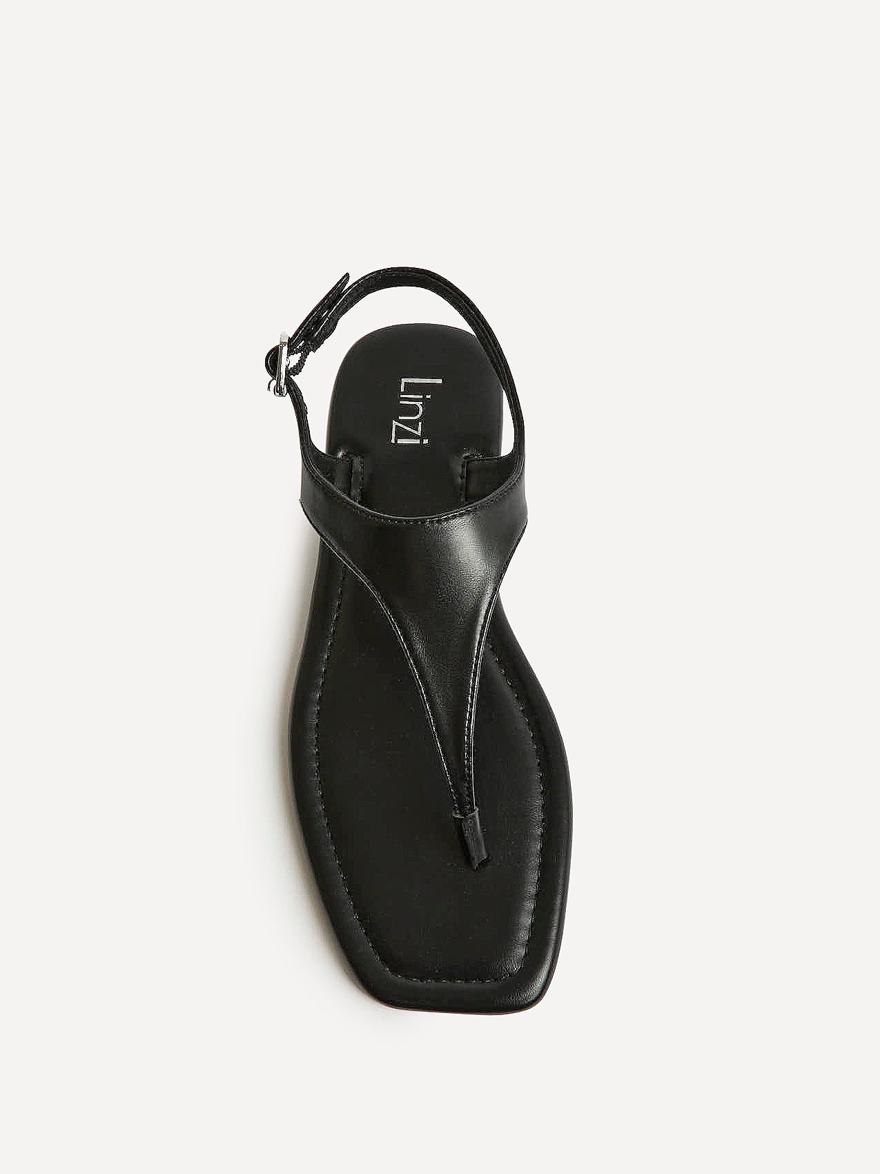 Intent Black Faux Leather Flat Sandals