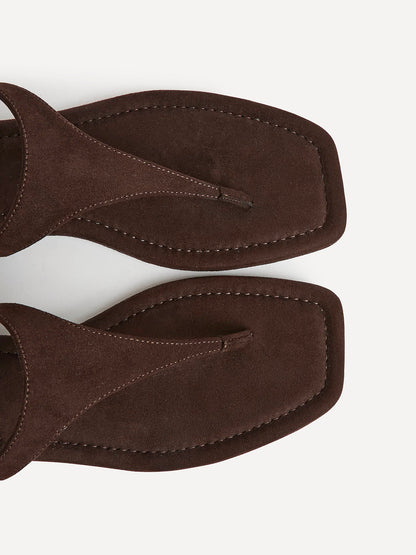 Intent Brown Faux Suede Flat Sandals