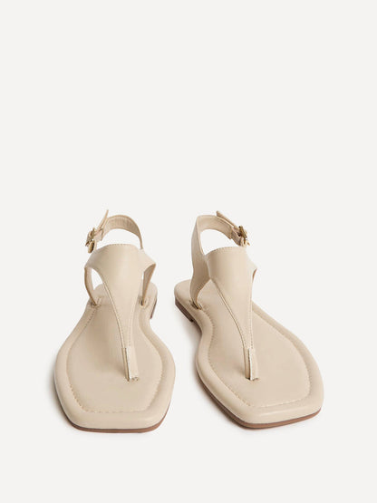 Intent Nude Faux Leather Flat Sandals