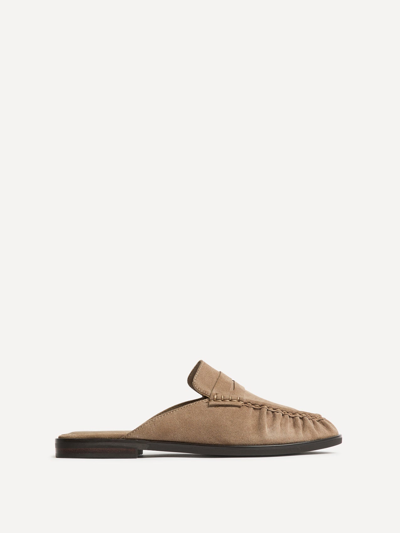 Intro Taupe Suede Leather Slip On Mules